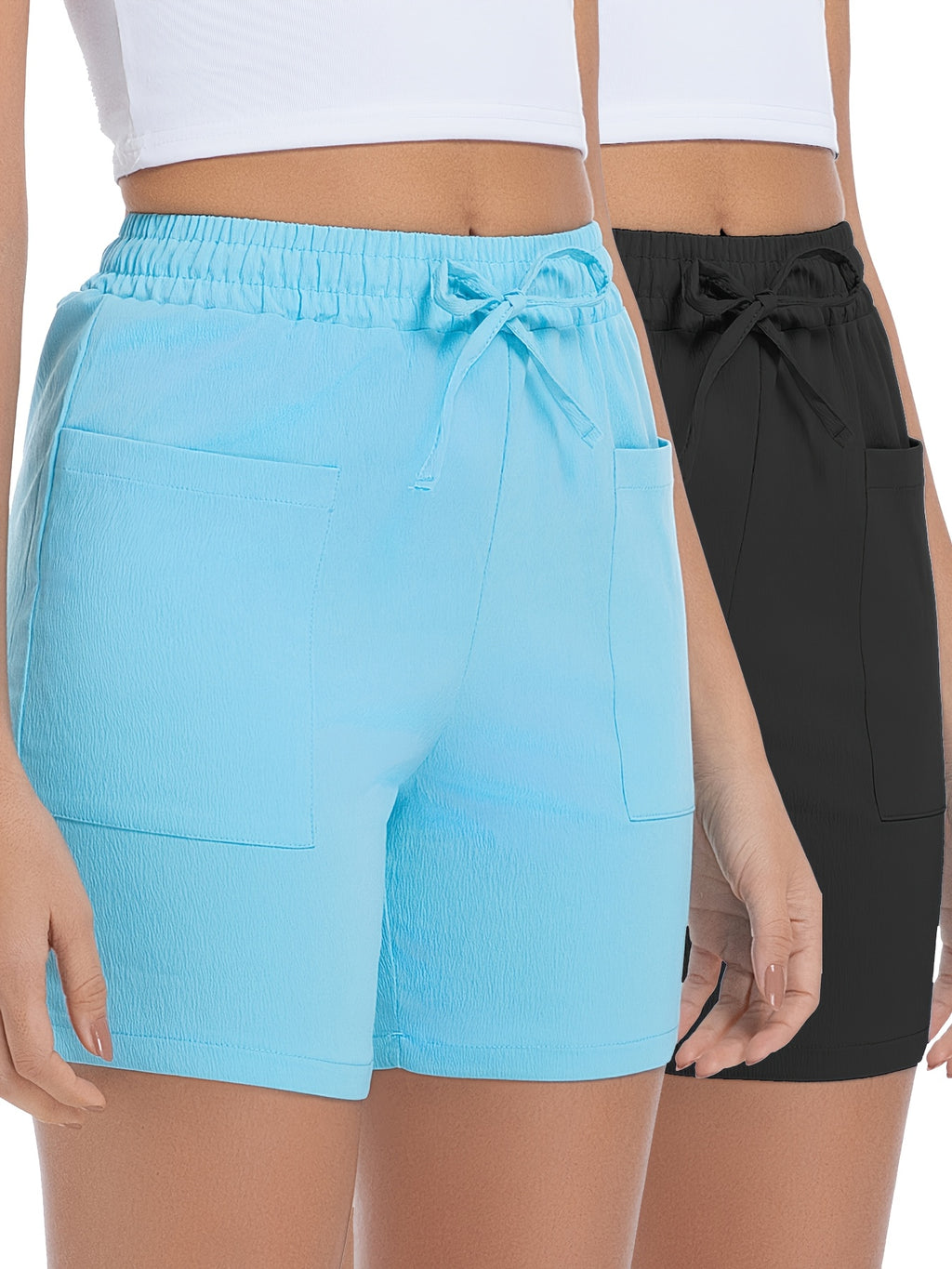 Women'S Casual Outdoor Shorts - Lightweight, Drawstring Waist, Front Zipper Pocket, Breathable Fabric, Perfect for Hiking & Summer Adventures, Hiking Accessories