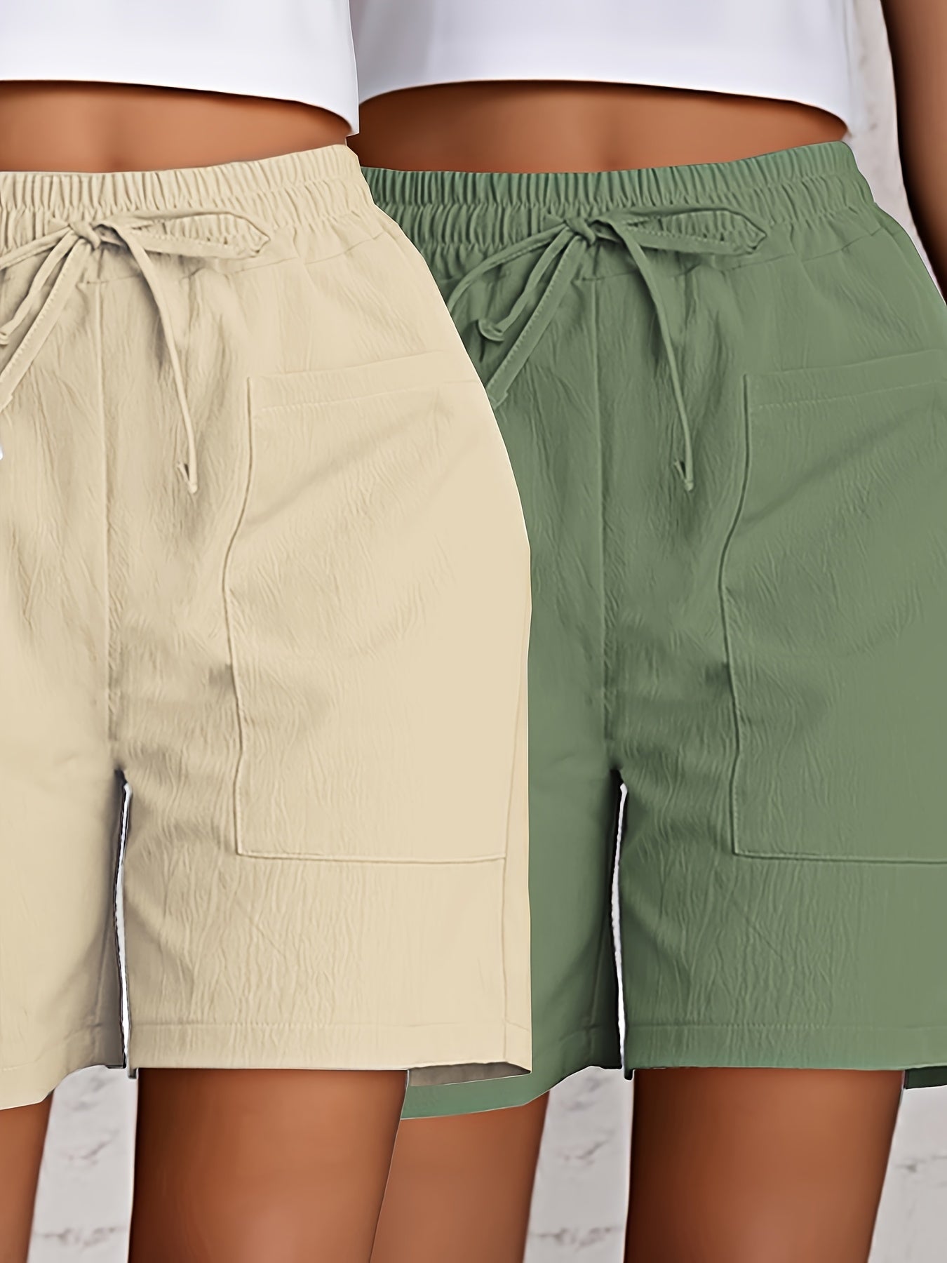Women'S Casual Outdoor Shorts - Lightweight, Drawstring Waist, Front Zipper Pocket, Breathable Fabric, Perfect for Hiking & Summer Adventures, Hiking Accessories