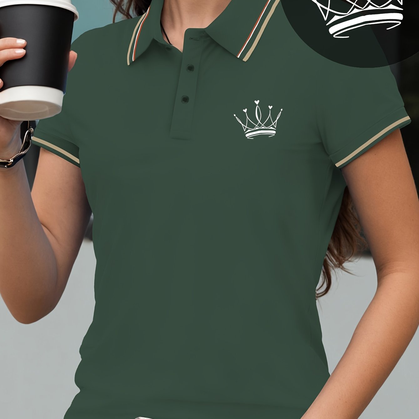 Women's Shirt Short Sleeve T-shirt with Crown Pattern Print