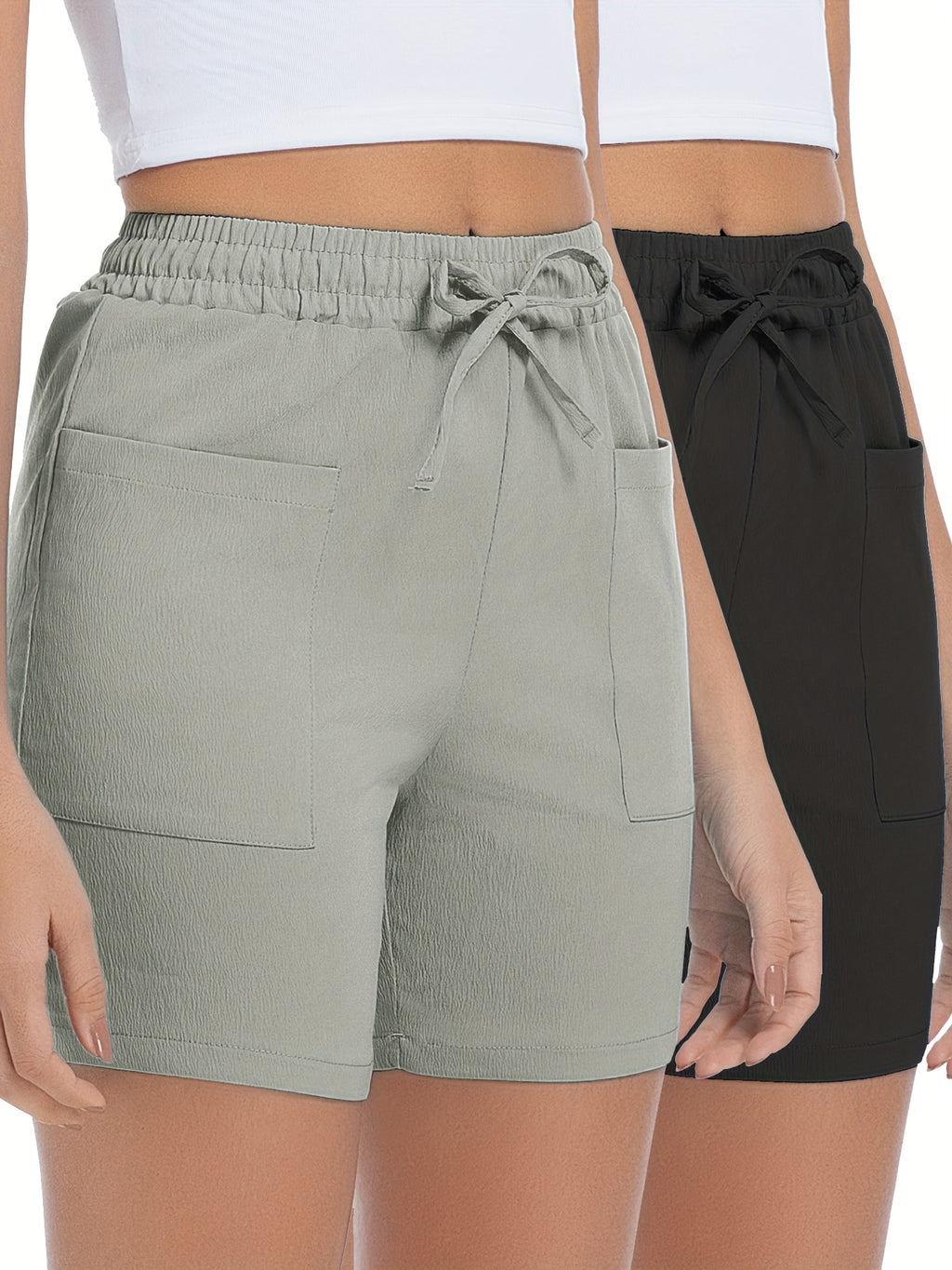Women'S Casual Outdoor Shorts - Lightweight, Drawstring Waist, Front Zipper Pocket, Breathable Fabric, Perfect for Hiking & Summer Adventures, Hiking Accessories