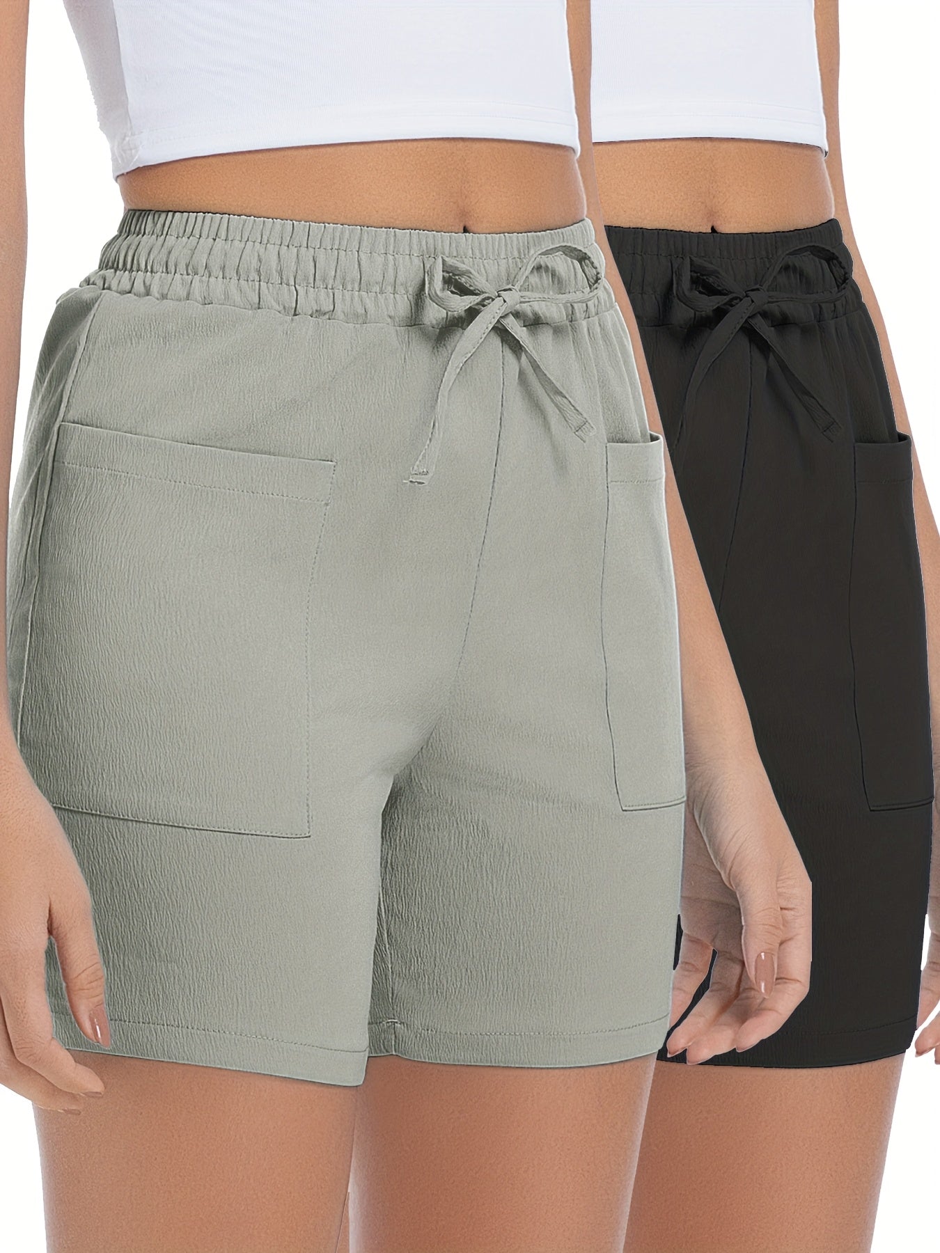 Women'S Casual Outdoor Shorts - Lightweight, Drawstring Waist, Front Zipper Pocket, Breathable Fabric, Perfect for Hiking & Summer Adventures, Hiking Accessories
