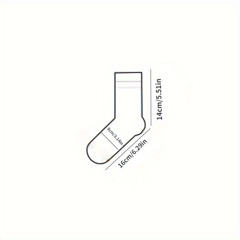 5 Pairs of Cute Cartoon Cat Print Knit Crew Socks for - Soft, Breathable, Thick, Machine Washable, Polyester Blend, Spring\u002FFall Essentials, Breathable Socks | Playful Design | Knit Texture