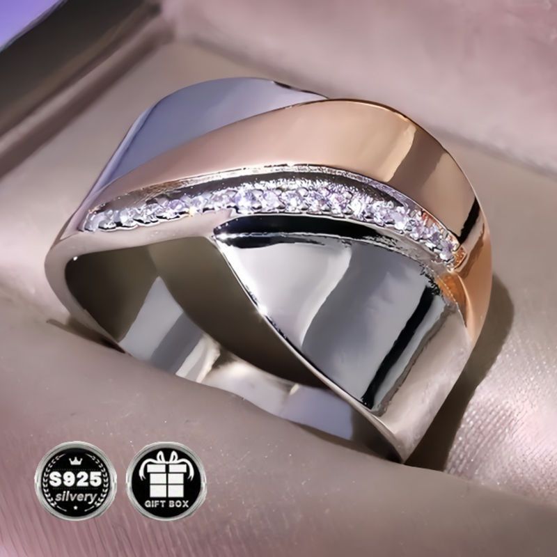 Elegant 925 Silver Wide Face Infinity Engagement Ring with Sparkling Cubic Zirconia Stones - Perfect for Weddings and Promises, Daily Occasion Ring|Elegant Ring Design|Durable Metal Ring