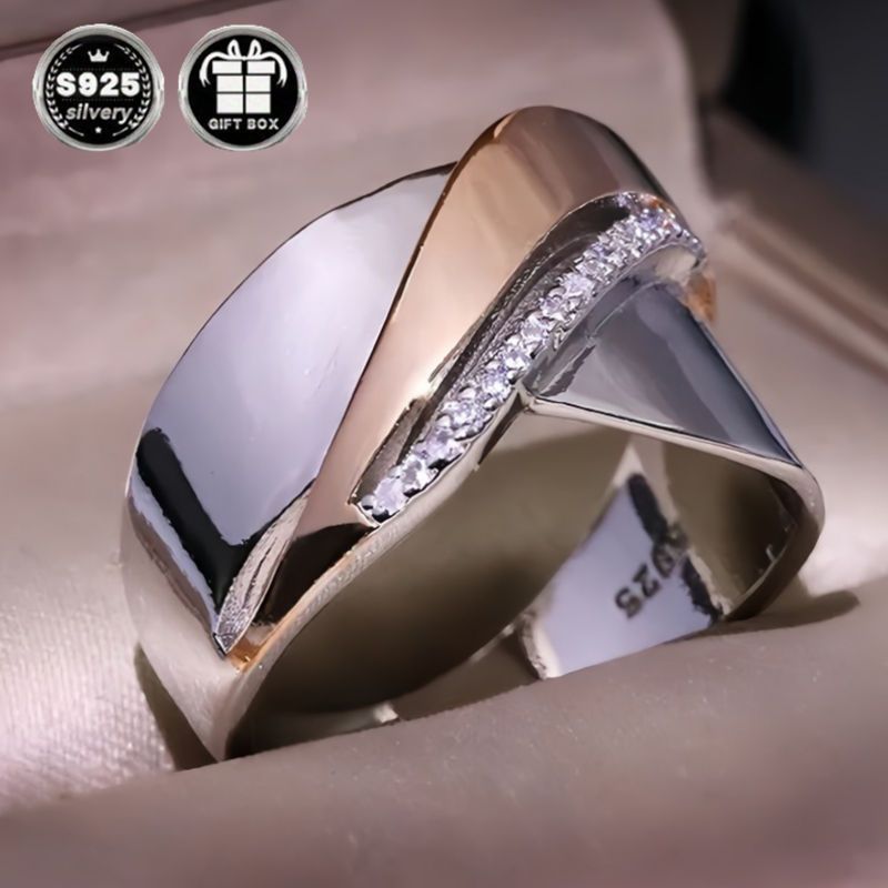 Elegant 925 Silver Wide Face Infinity Engagement Ring with Sparkling Cubic Zirconia Stones - Perfect for Weddings and Promises, Daily Occasion Ring|Elegant Ring Design|Durable Metal Ring