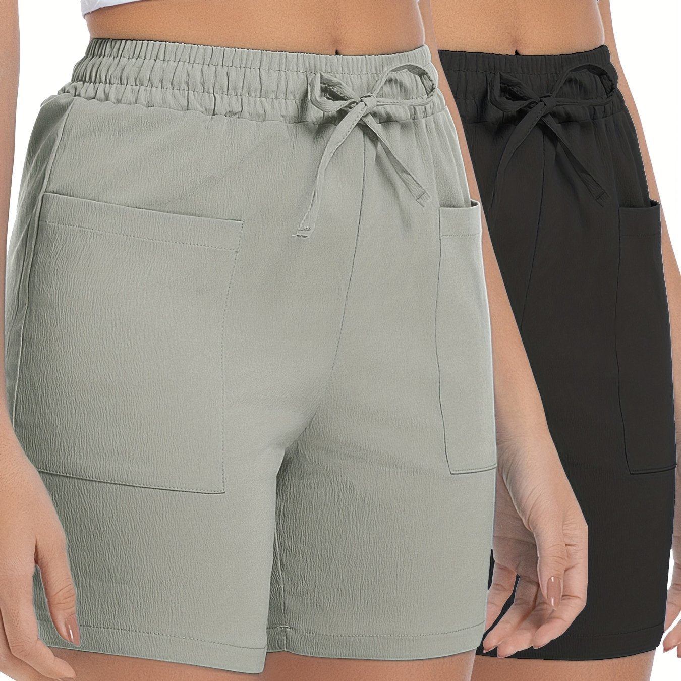 Women'S Casual Outdoor Shorts - Lightweight, Drawstring Waist, Front Zipper Pocket, Breathable Fabric, Perfect for Hiking & Summer Adventures, Hiking Accessories