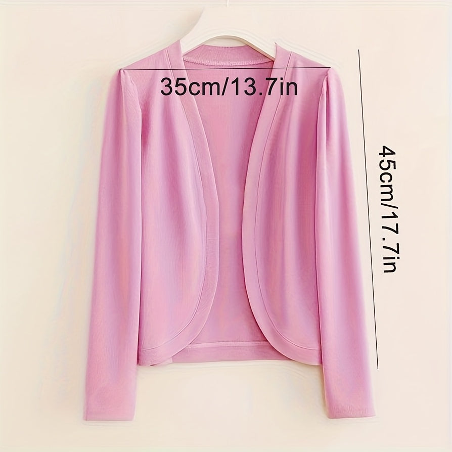 Women's Elegant Long Sleeve Cardigan - Open Front Shawl Design, Breathable Windproof Sunscreen Polyester, 4 Colors (Olive Green\u002FRed\u002FGreen\u002FWhite) for Mature Style & All-Day Comfort, Cardigan, Casual Layering Piece, Lightweight Fabric