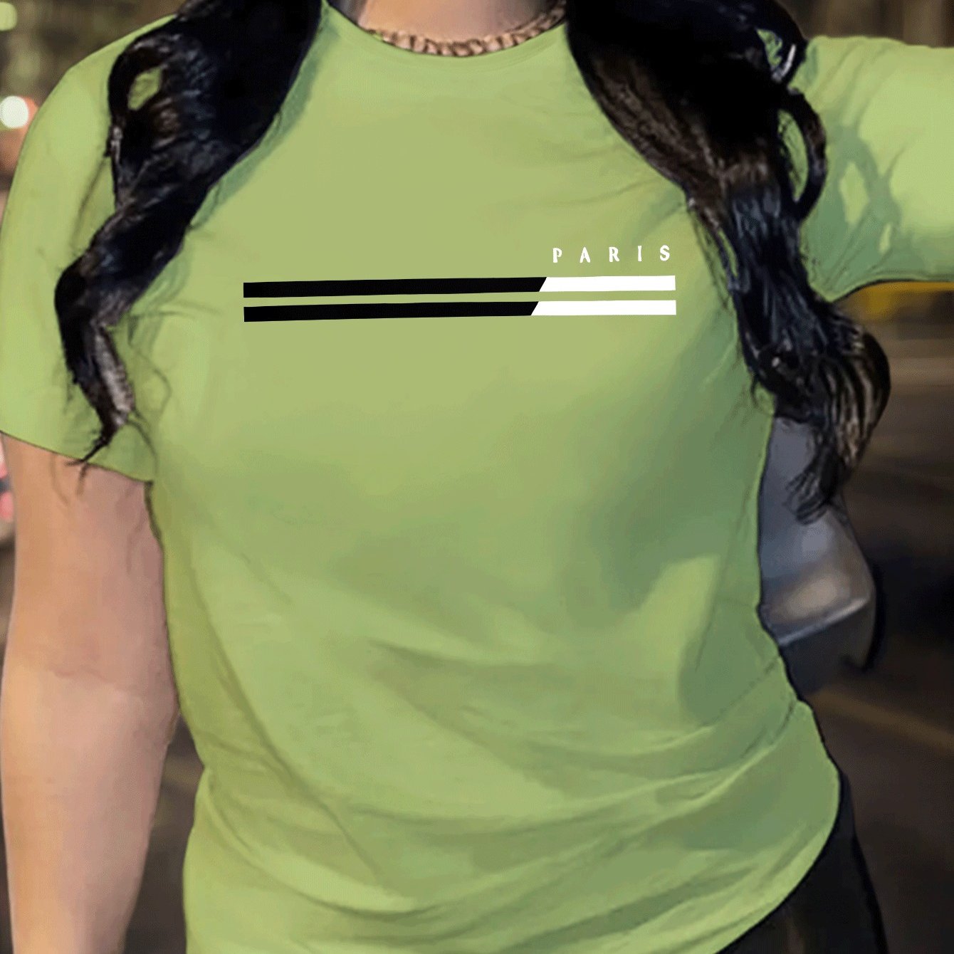 1pc Paris Graphic Print Women'S Casual Summer T-Shirt - Red, Short Sleeve, Round Neck, Polyester Blend, Comfort Fit, Casual Wear | Graphic Tee | Comfortable Fit