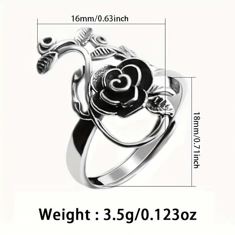A Women's Ring Creative Rose Ring Fashionable Opening Adjustable Women's Ring 925 Silvery 3.5g Daily Dressing Wear Gift for Women