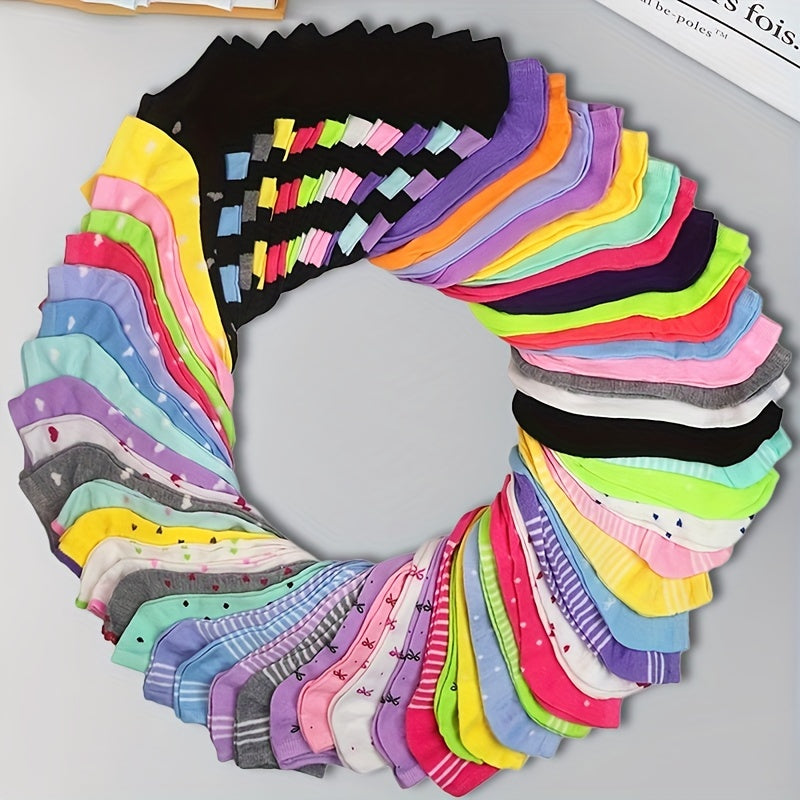 20 Pairs of Rainbow-Colored Socks, Soft And Comfortable No-Show Ankle Socks, Women'S Stockings And Socks.