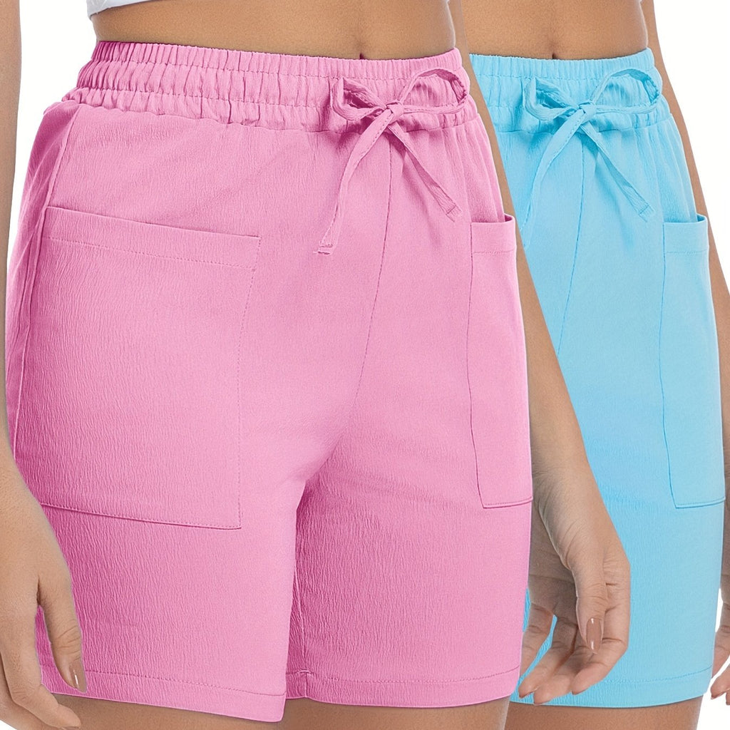 Women'S Casual Outdoor Shorts - Lightweight, Drawstring Waist, Front Zipper Pocket, Breathable Fabric, Perfect for Hiking & Summer Adventures, Hiking Accessories