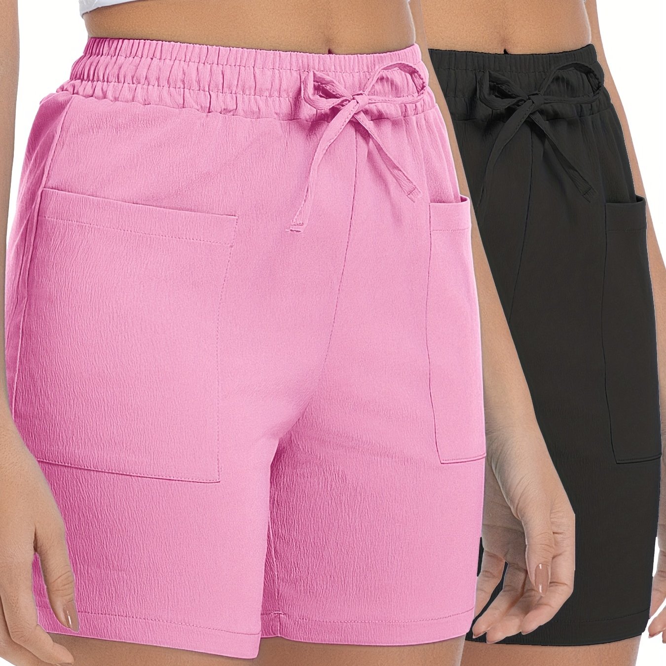 Women'S Casual Outdoor Shorts - Lightweight, Drawstring Waist, Front Zipper Pocket, Breathable Fabric, Perfect for Hiking & Summer Adventures, Hiking Accessories