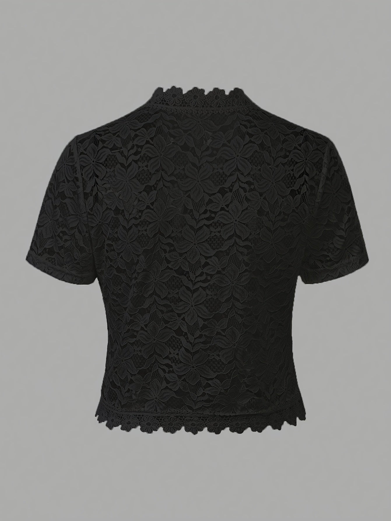 Elegant White Lace Contrast Cardigan - Short Sleeve, Stand Collar, Open Front Jacket for Women | Perfect for Spring\u002FSummer Parties & Casual Wear, Party Wear Cardigan | Lace Detailing | Constructio