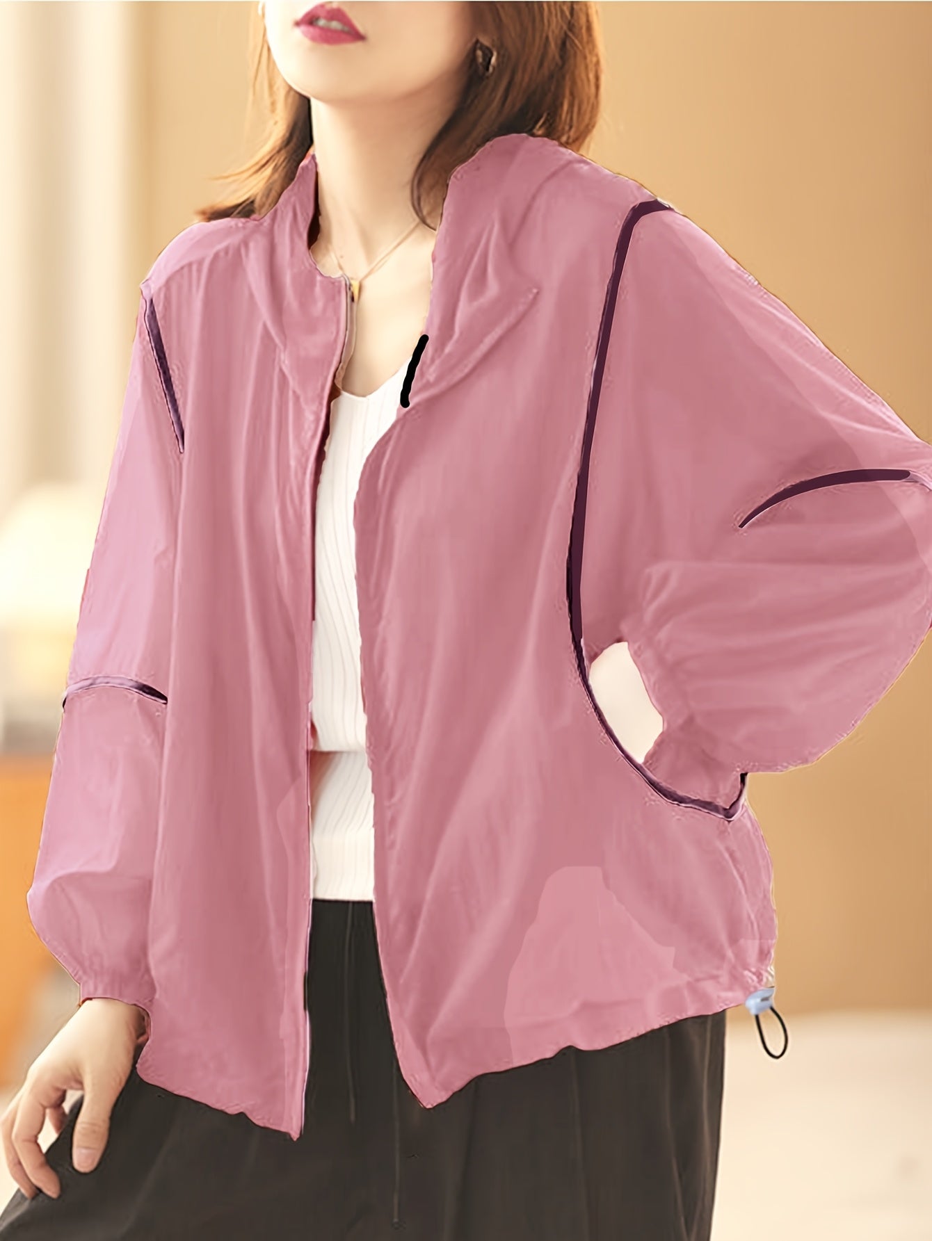 Women's Bohemian Shirt - Lightweight Breathable Loose-Fit Long Sleeve Hooded Cardigan with Pockets, & Sheer Mesh Panels for Outdoor Activities, Casual Elegance Collection