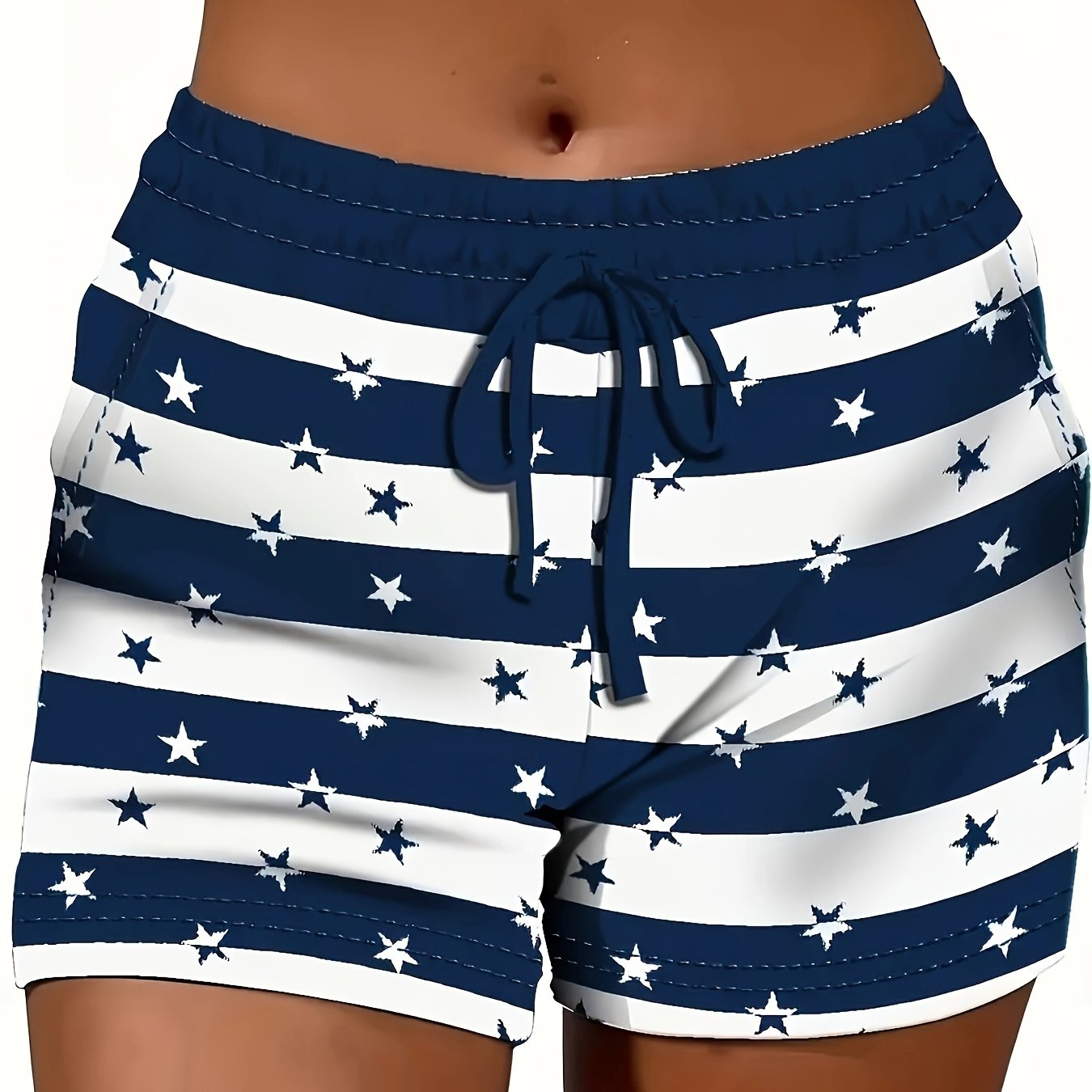 New European And American Spring And Summer Printed Drawstring Casual Sports Shorts